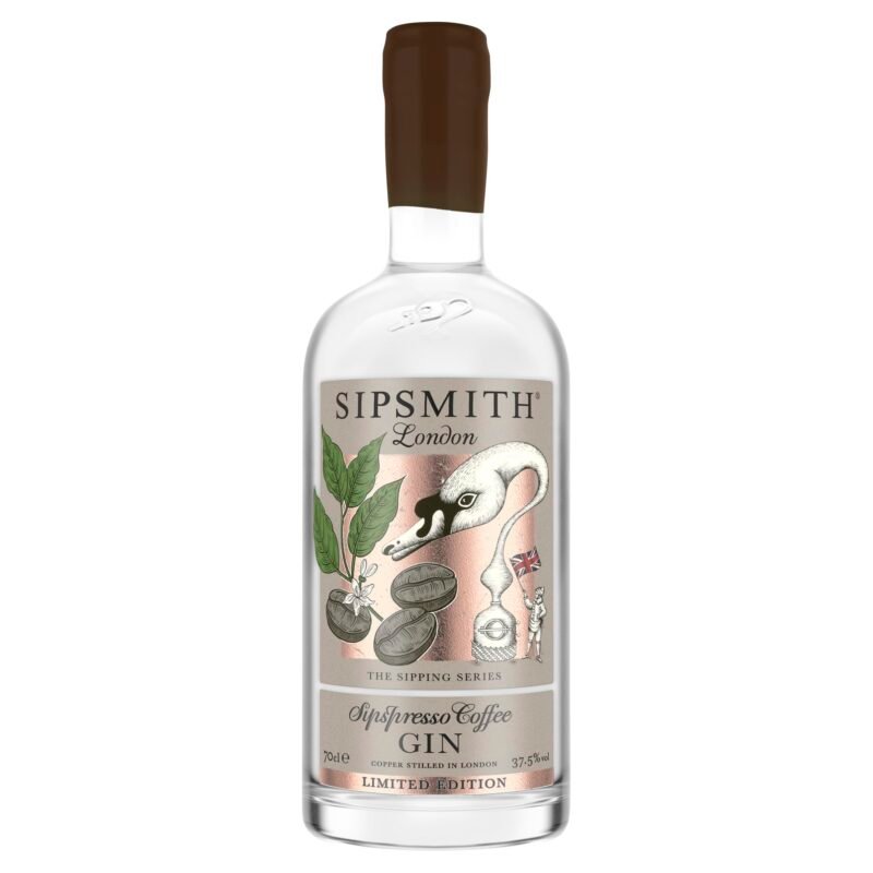 Bottle of Sipsmith Coffee Gin with rich espresso infused London dry gin flavour